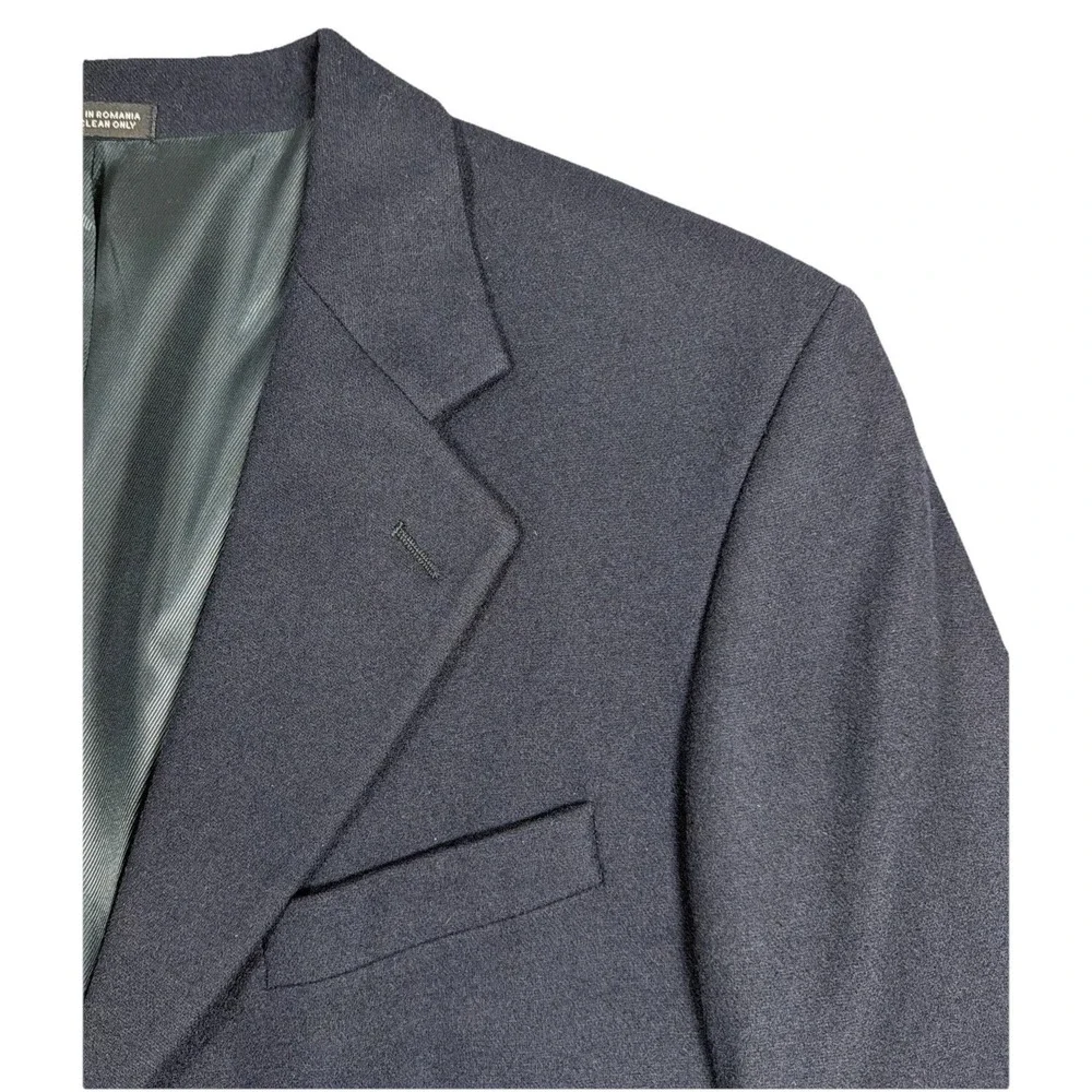 Oscar De La Renta Mens Wool Cashmere Blazer Sports Coat Jacket Dark Blue 42R